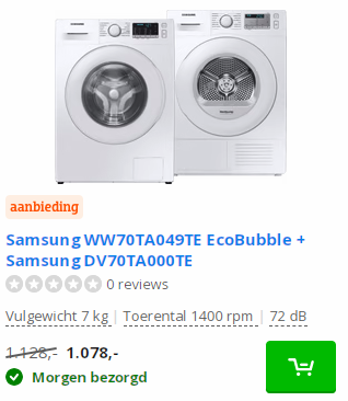 wasmachine droger set samsung 